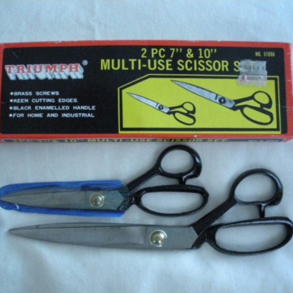 Scissor Set Keen Cutting Edge Scissors by Triumph - Multi Use 7 Inch + 10 Inch